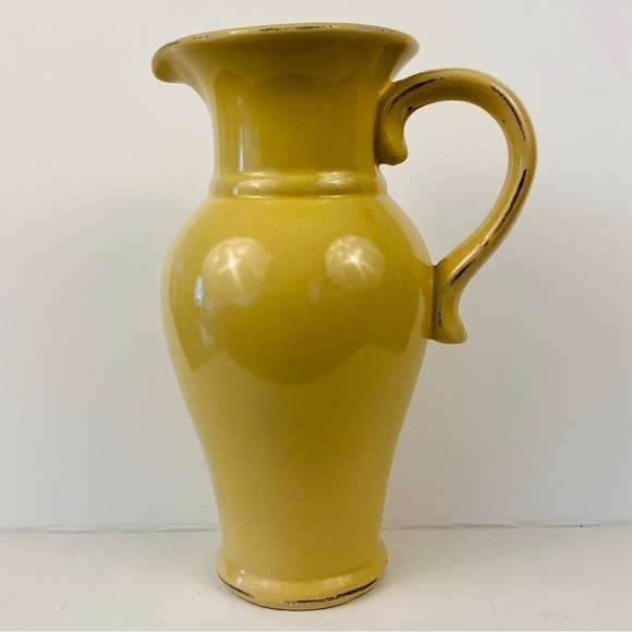 FRENCH country pitcher yellow reproduction jug vase - Picture 1 of 10